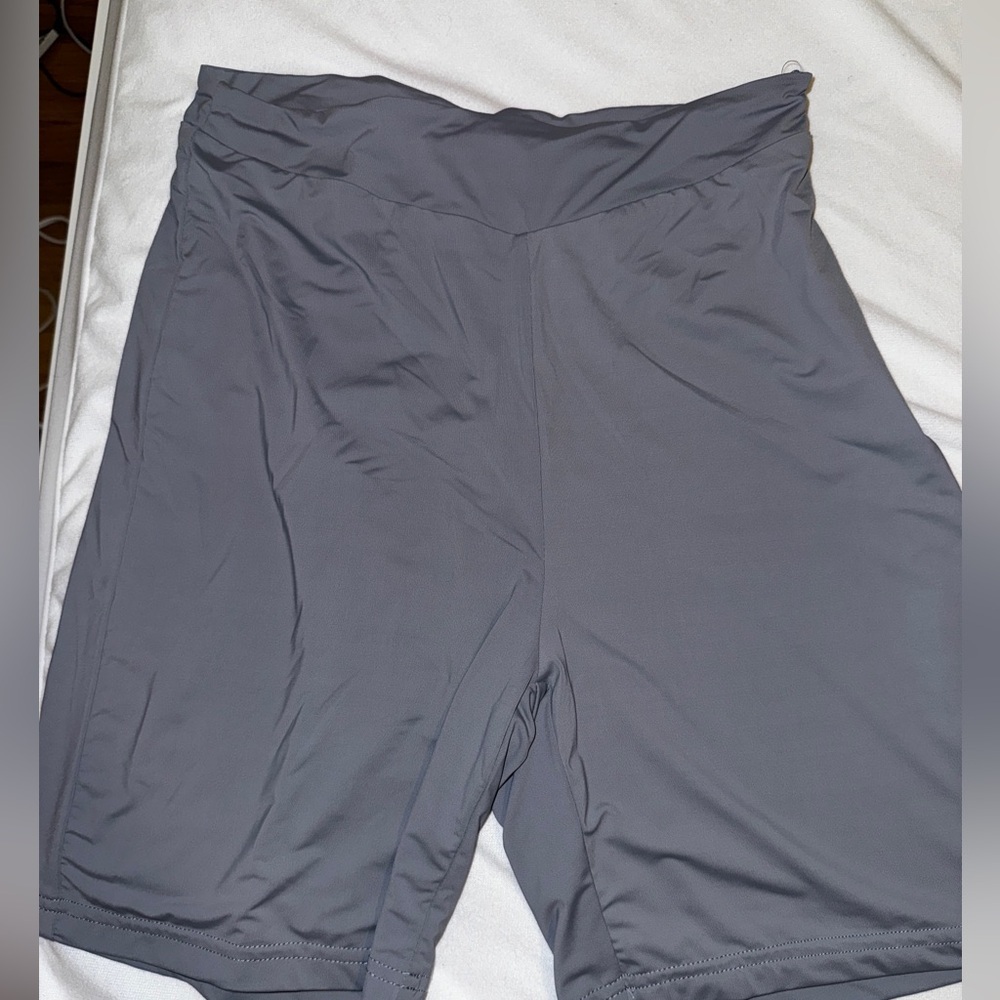 Grey silky biker shorts